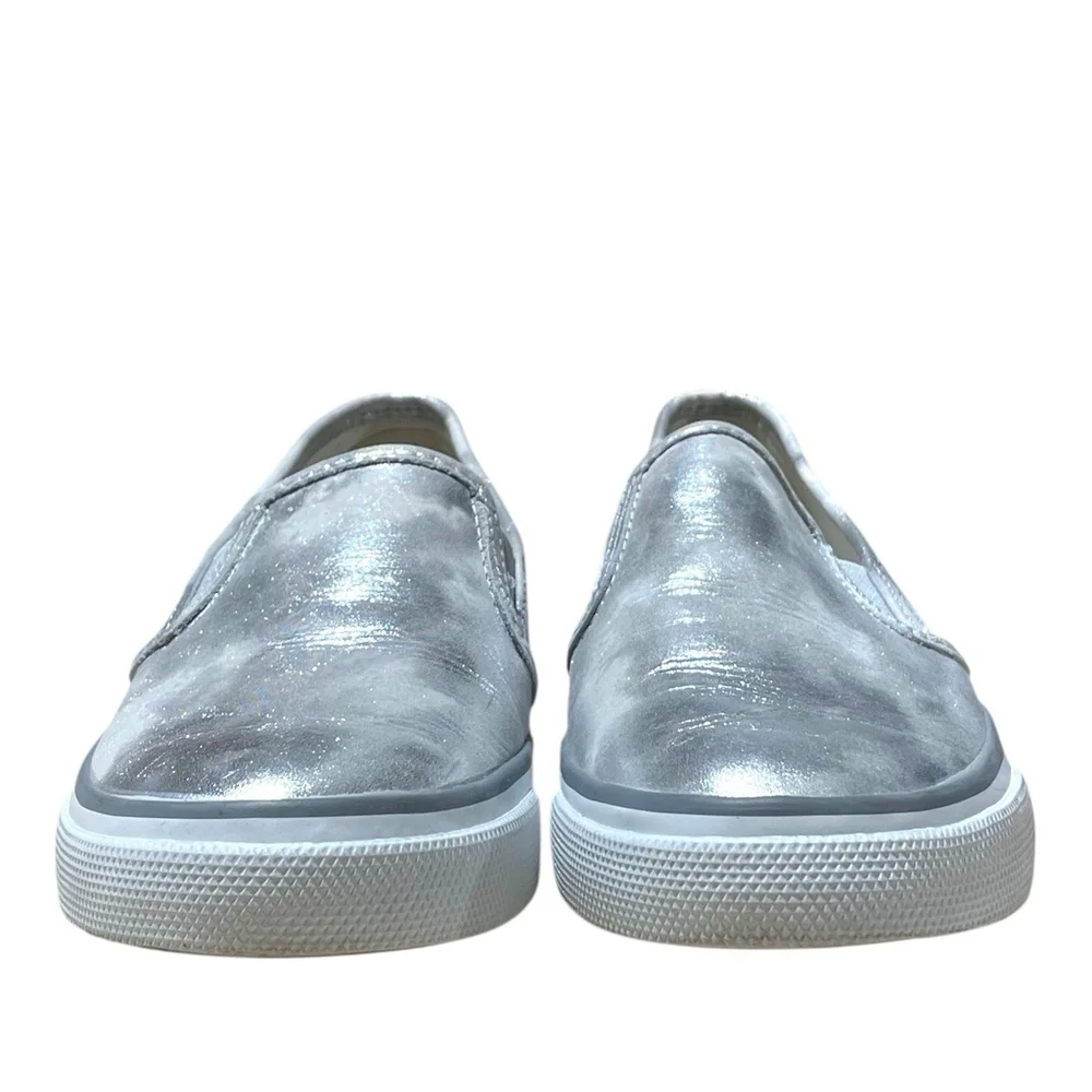 Sperry Top Sider Womens 7M Seaside Boat Shoe Brush Off Silver Sneakers STS95441